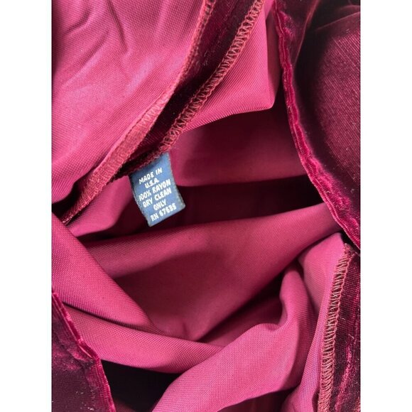 VTG Ralph Lauren Womens Size 8 Wine Rayon Velvet Pullover Top 80s Power Shoulder - Picture 10 of 13